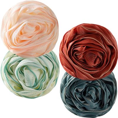 FRCOLOR 4pcs Colorful Shower Scrubber Reusable Bathing Mesh for Exfoliating Cleansing Skin for Relaxation and Circulation for Types