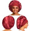 5 Pack Satin Bonnet Silk Bonnet for Sleeping Women, Hair Sleep Bonnets for Women, Wide Soft Band Large Sleep Cap for Curly Hair Braids view 2