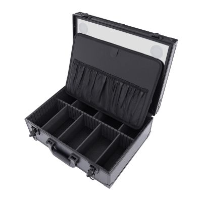 CeRaBuRET Large Makeup Train Case, Cosmetic Organizer Box with Lights and Mirror, Makeup Case with Customized Dividers, Multifunctional Makeup Artist Organizer Kit