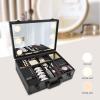 CeRaBuRET Large Makeup Train Case, Cosmetic Organizer Box with Lights and Mirror, Makeup Case with Customized Dividers, Multifunctional Makeup Artist Organizer Kit view 2