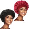 2 Pack Satin Bonnet Silk Bonnet for Sleeping Women, Hair Sleep Bonnets for Women, Wide Soft Band Large Sleep Cap for Curly Hair Braids view 1