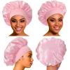 2 Pack Satin Bonnet Silk Bonnet for Sleeping Women, Hair Sleep Bonnets for Women, Wide Soft Band Large Sleep Cap for Curly Hair Braids view 2