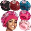 5 Pack Satin Bonnet Silk Bonnet for Sleeping Women, Hair Sleep Bonnets for Women, Wide Soft Band Large Sleep Cap for Curly Hair Braids view 1