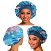 5 Pack Satin Bonnet Silk Bonnet for Sleeping Women, Hair Sleep Bonnets for Women, Wide Soft Band Large Sleep Cap for Curly Hair Braids view 2
