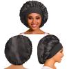 2 Pack Satin Bonnet Silk Bonnet for Sleeping Women, Hair Sleep Bonnets for Women, Wide Soft Band Large Sleep Cap for Curly Hair Braids view 2