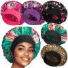 5 Pack Satin Bonnet Silk Bonnet for Sleeping Women, Hair Sleep Bonnets for Women, Wide Soft Band Large Sleep Cap for Curly Hair Braids view 1