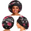 5 Pack Satin Bonnet Silk Bonnet for Sleeping Women, Hair Sleep Bonnets for Women, Wide Soft Band Large Sleep Cap for Curly Hair Braids view 2