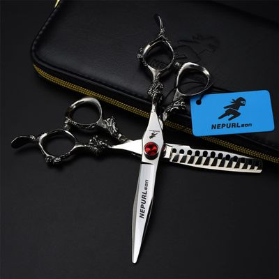 440C Barber Shears Kit Tools, 6 Inch Hair Scissors Hair Cutting Scissors Set, Bangs Scissors Teeth Scissors Thin Scissors, for Barber Or Home Use