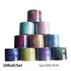 Gradient Galaxy Nail Foil Transfer Sticker Kit, 10 Rolls Starry Sky Nail Foils Sheets Adhesive Nail Art Decals Star Marble Print Transfer Foils Stickers 50m4cm DIY Nail Art Decorations Nail Supplies view 4