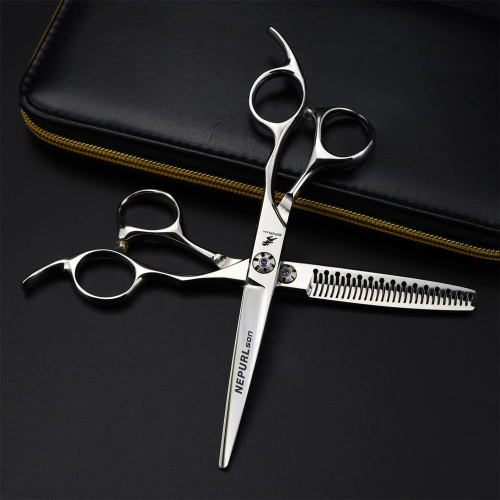 6.0 Inch Hair Cutting Scissors Set, Professional Thinning Shears Hair Cutting Scissors, Professional Japan 440C Hair Cutting Scissors, Hair Scissors, for Barber And Home Use