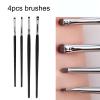 4pcs Wool Make Up Brush Set, Premium Eye Makeup Brush for For Eyeshadow, Eyeliner, Concealer, Detail Makeup Brush Kit with Fine Bristles and Comfortable Handle view 3