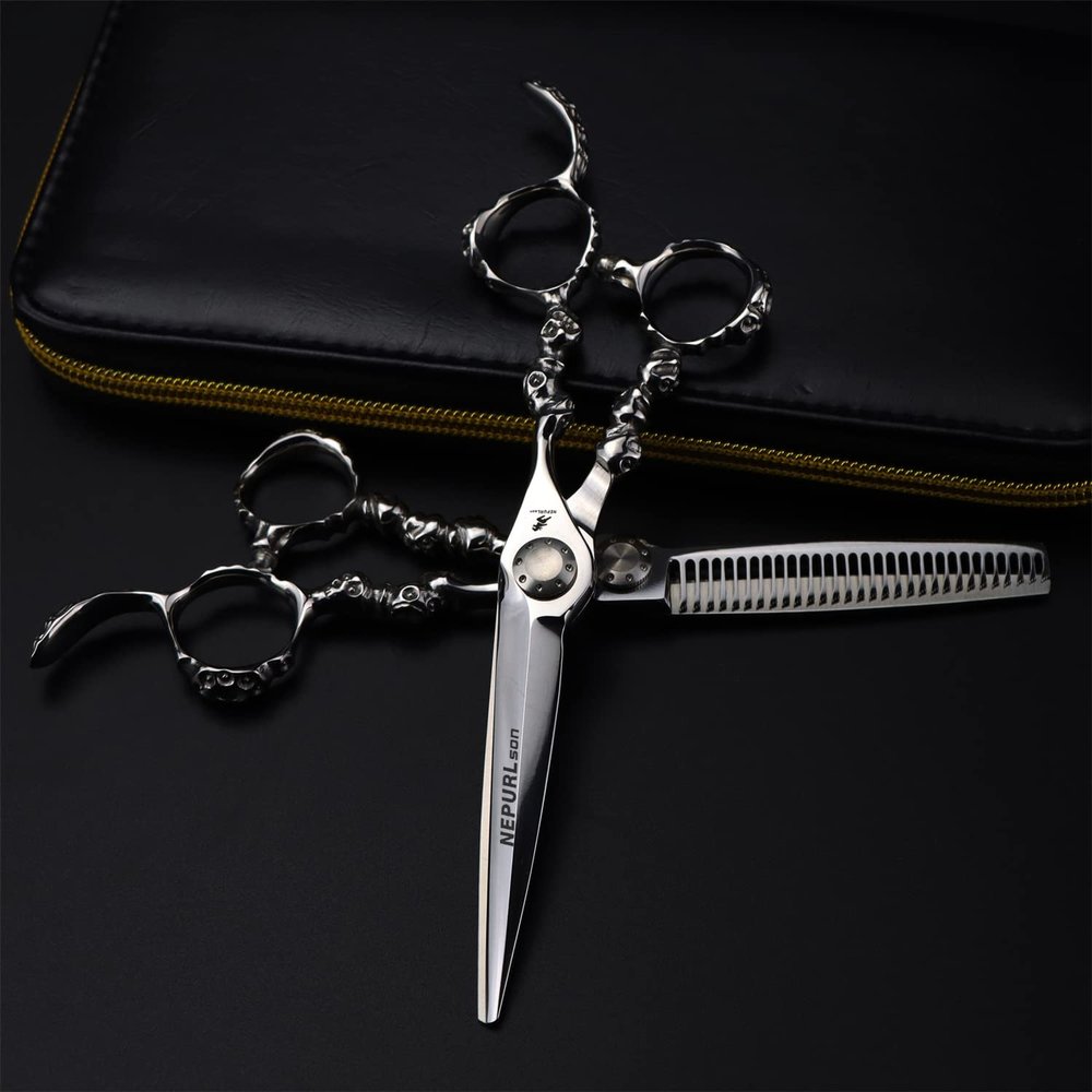 6.0 Inch Hair Cutting Scissors Set, Barber Hair Cutting & Thinning Shears, Professional Thinning Shears Hair Cutting Scissors, for Hairdresser/Hair Salon