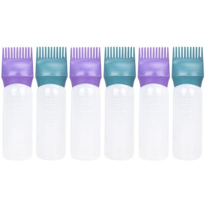 LALAFINA 6 Pcs Hair Dye Oil Applicator Bottle Comb with Graduated Scale