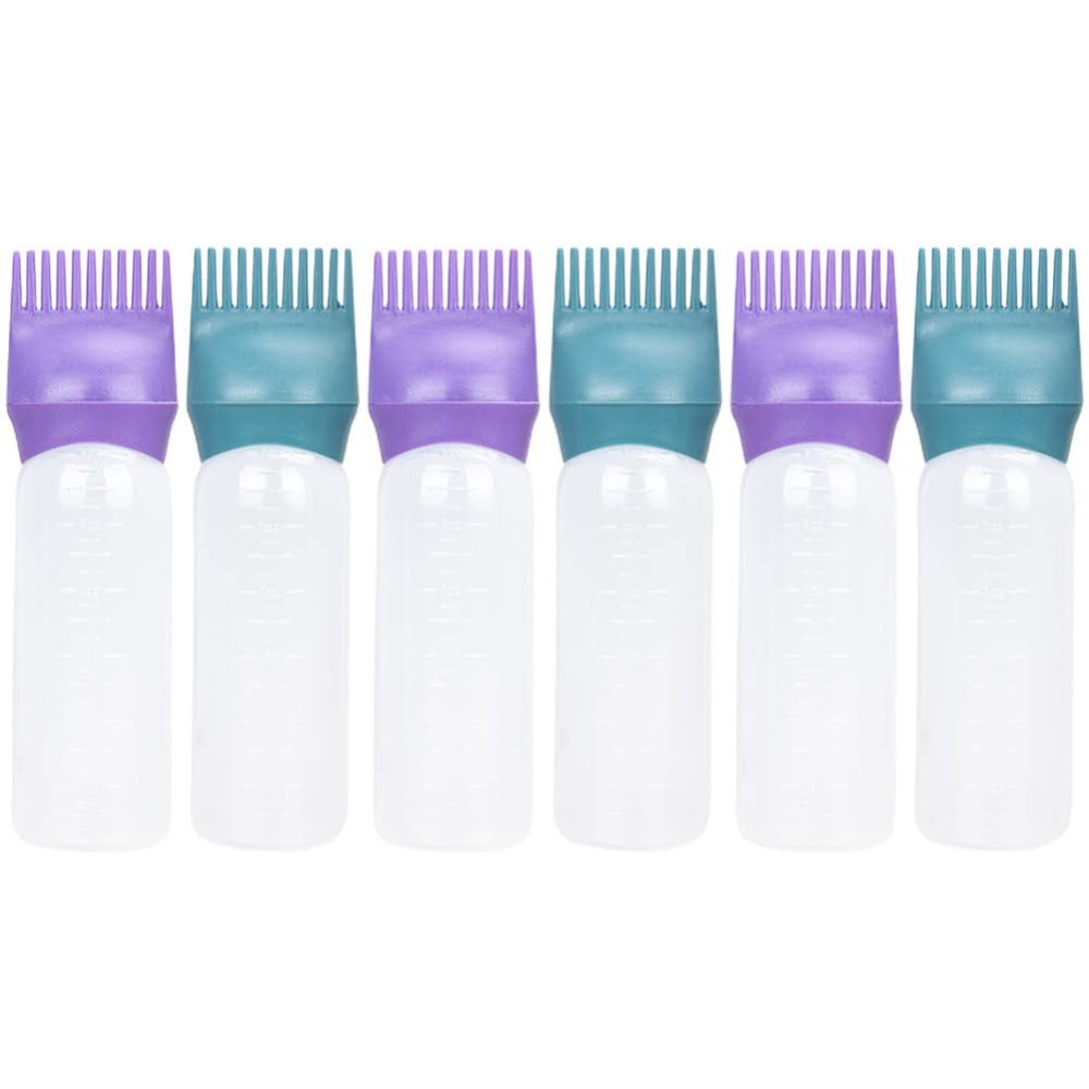 LALAFINA 6 Pcs Hair Dye Oil Applicator Bottle Comb with Graduated Scale