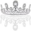 YOUOOK Silver Crown Plated Rhinestone Full Round Wedding Crown for Brides Bridal Hair Jewelry view 1