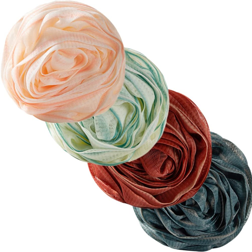 Beavorty 4pcs Colorful Bathing Balls Soft Mesh Shower Loofah Scrubbers for Deep Cleansing and Rich Foaming for Gentle Exfoliation and Relaxation The Bath