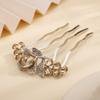 Aimimier Dainty Crystal Flower Hair Comb Sparkly Rhinestone Inlaid Hair Side Combs Long Teeth Hair Accessories for Women and Girls(Champagne) view 4