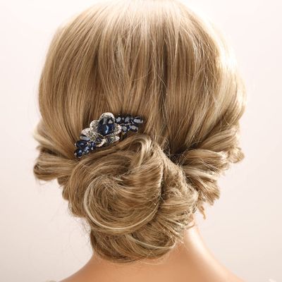 Aimimier Flower Crystal Styling Hair Combs Dainty Rhinestone Twist Combs Alloy Hair Pieces Hair Accessories for Women and Girls(Blue)