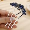 Aimimier Flower Crystal Styling Hair Combs Dainty Rhinestone Twist Combs Alloy Hair Pieces Hair Accessories for Women and Girls(Blue) view 2