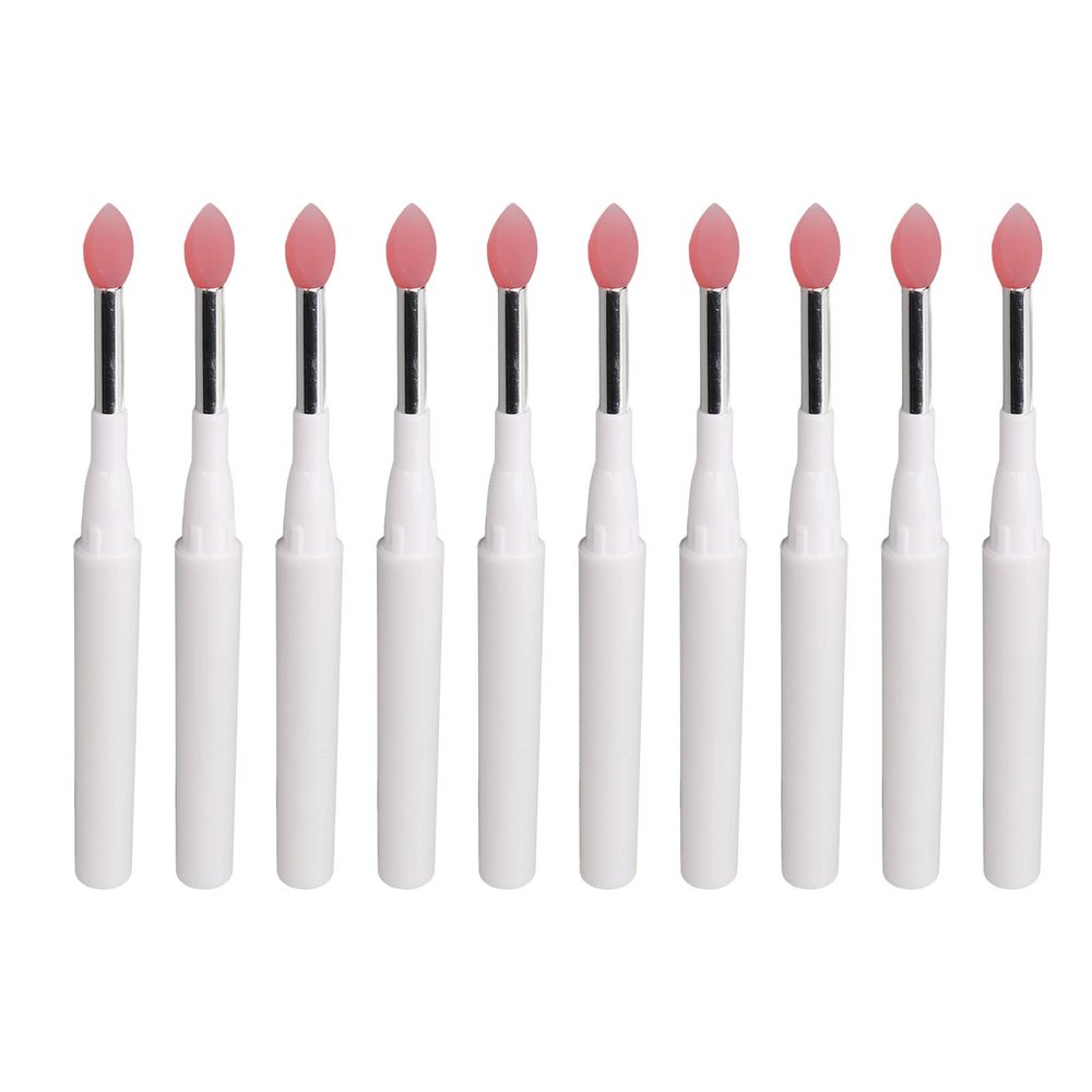 10Pcs Silicone Lip Brush for Lipstick, Dustproof Multipurpose Lip Applicator with Handles and Caps, Silicone Makeup Brush Tool for Lip Gloss Lip Mask Eyeshadow and Lip Cream