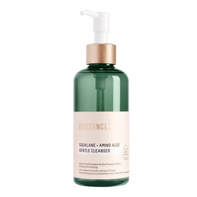 BIOSSANCE Squalane + Amino Aloe Gentle Face Wash  Foaming Facial Cleanser Gel  Hydrating for All Skin Types  Removes Makeup & Deeply Cleans Pores with Moringa Extract  Soothes with Aloe Vera