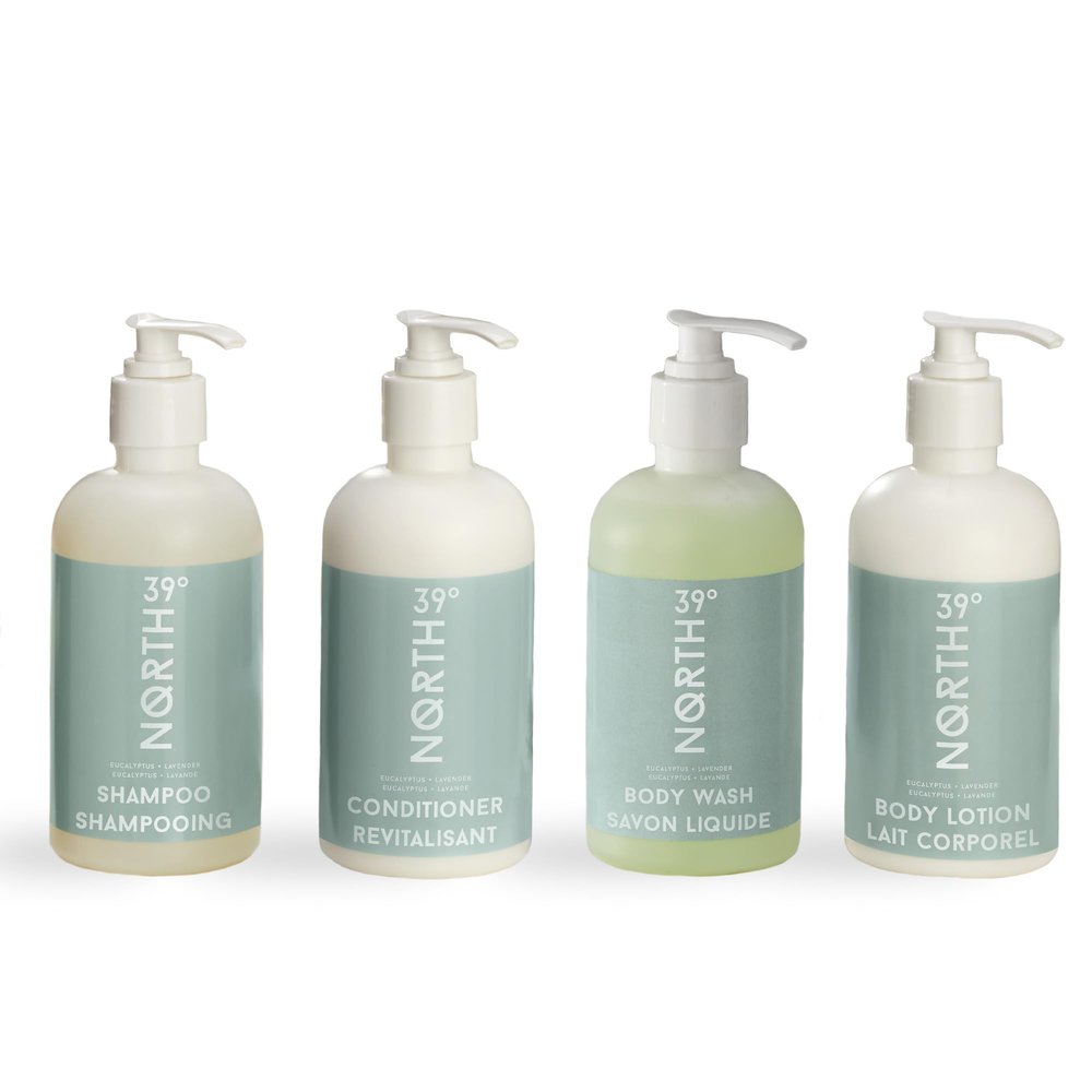 Shampoo, Conditioner, Body Wash, Lotion - Eucalyptus & Lavender Scent - Courtyard by Marriott & Residence Inn Hotels - 8.5oz Hair & Body Care Set