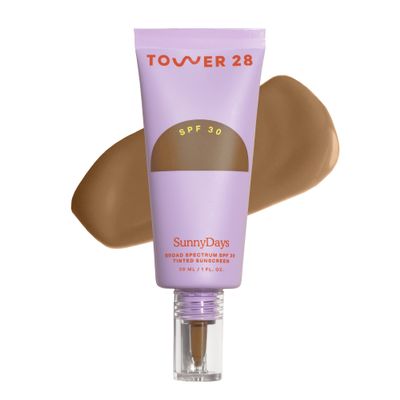 Tower 28 Beauty SunnyDays SPF 30 Tinted Mineral Sunscreen - For Sensitive Skin - 2-in-1 Facial Broad Spectrum UVA/UVB Protection + Foundation  Shade 50 SUNSET, 1 Fl Oz