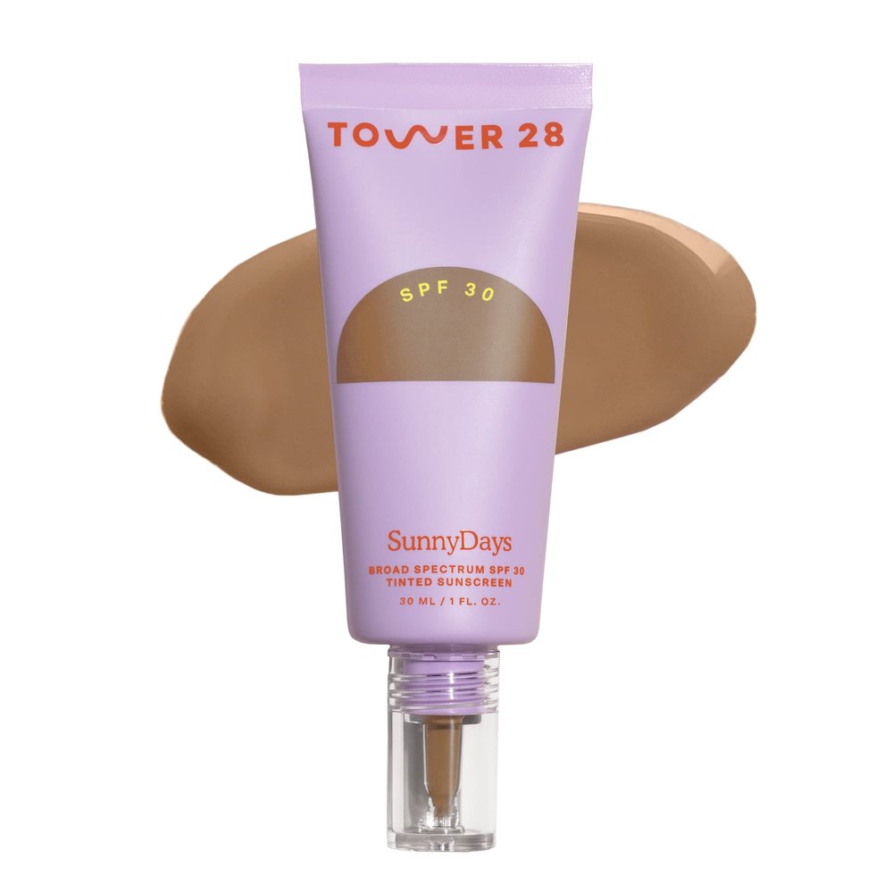 Tower 28 Beauty SunnyDays SPF 30 Tinted Mineral Sunscreen - For Sensitive Skin - 2-in-1 Facial Broad Spectrum UVA/UVB Protection + Foundation  Shade 40 RUNYON, 1 Fl Oz
