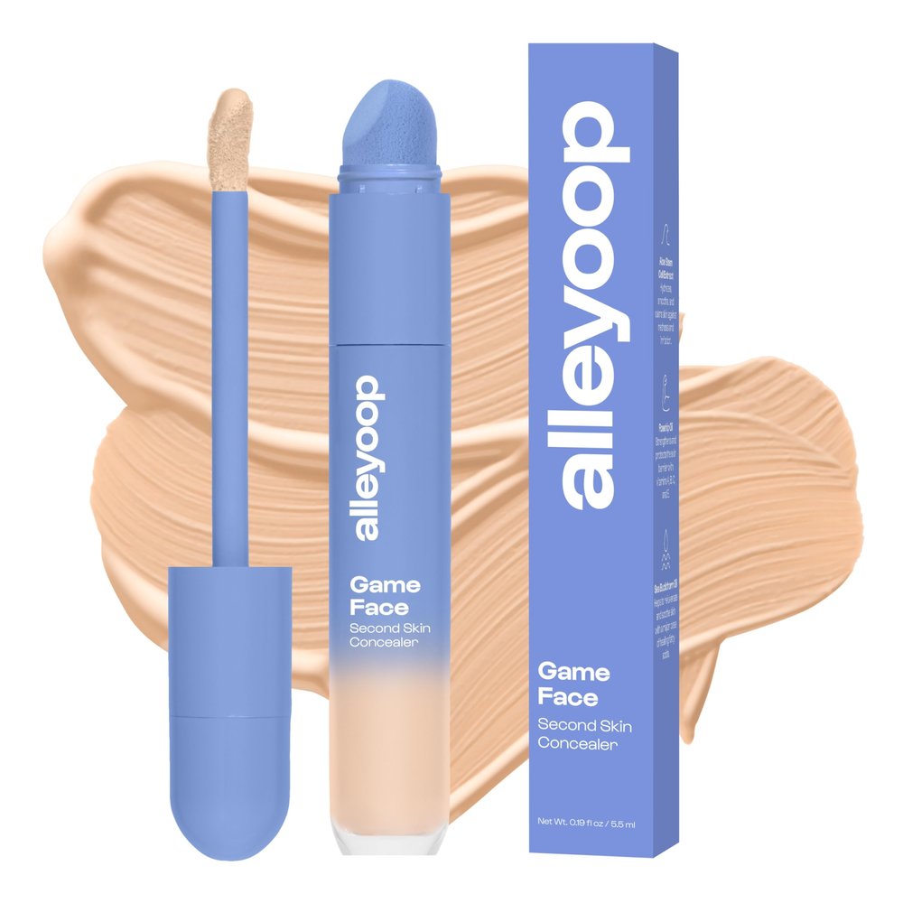 Alleyoop Game Face Makeup Concealer - Lightweight, Buildable Under Eye Concealer for Dark Circles, Hydrating Cream Formula for Women with Aloe Stem Cell - Smooth, Crease-Proof Makeup, Standout