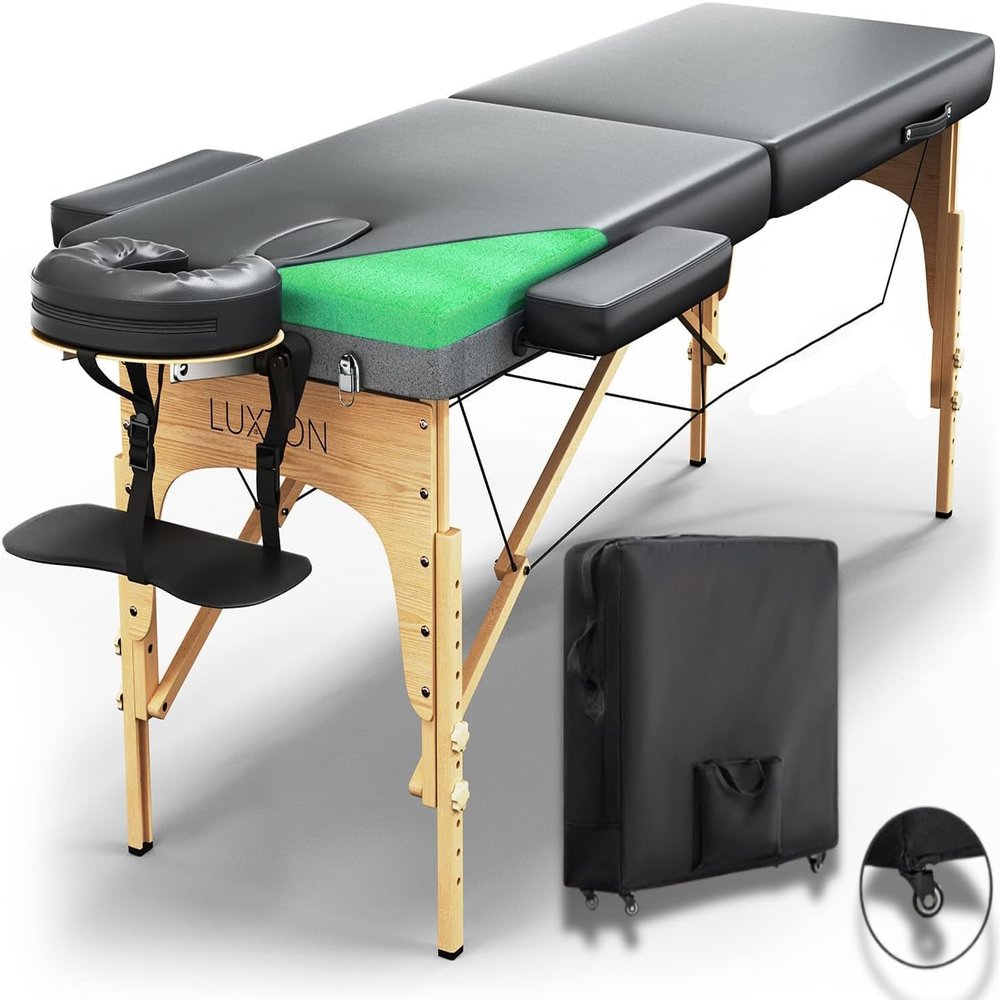 Luxton Home Premium Foam Massage Table Portable Foldable Massage Bed Height Adjustable, 72 Inches Long 27 Inches Wide Home Salon Spa Bed Tattoo Table with Accessories & Rolling Case, Easy Set Up