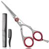 JIM PRO Hair Cutting Scissors Shears, Professional Hairdressing Scissors With Adjustable Screw (Hair Beard Trimming Shaping Grooming Shears) for Men Women Pets Home Salon (RED/SILVER) 6" view 1