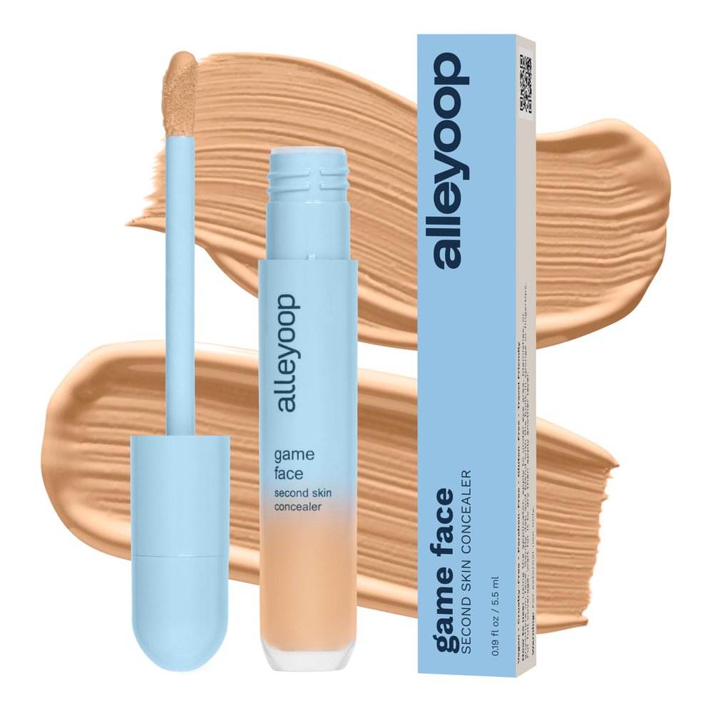 Alleyoop Game Face Makeup Concealer - Lightweight, Buildable Under Eye Concealer for Dark Circles, Hydrating Cream Formula for Women with Aloe Stem Cell - Smooth, Crease-Proof Makeup, Go-Getter