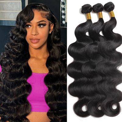12A Human Hair Bundles 20 22 24 Inch Body Wave Bundles Human Hair 100% Unprocessed Brazilian Virgin Hair Quick Weave Extensions Natural Black