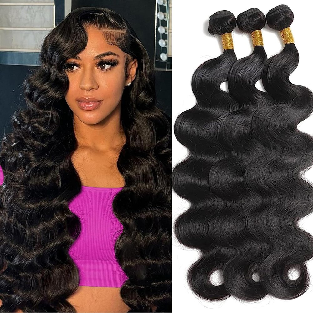 12A Human Hair Bundles 20 22 24 Inch Body Wave Bundles Human Hair 100% Unprocessed Brazilian Virgin Hair Quick Weave Extensions Natural Black