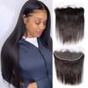 13x4 Ear to Ear Hd Lace Frontal Closure Human Hair Straight 100% Unprocessed Brazilian Virgin Human Hair Front Closure HD Transparent Lace Frontal Pre Plucked with Baby Hair 14 Inch Natural Color view 1