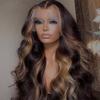 Honey Blonde Highlight Lace Front Wigs Human Hair For Women 13x4 HD Ombre Body Wave Lace Front Wig Human Hair 150% Density Glueless Wigs Human Hair Pre Plucked Brazilian Virgin Human Hair Wigs 20 Inch view 1