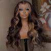Honey Blonde Highlight Lace Front Wigs Human Hair For Women 13x4 HD Ombre Body Wave Lace Front Wig Human Hair 150% Density Glueless Wigs Human Hair Pre Plucked Brazilian Virgin Human Hair Wigs 20 Inch view 3