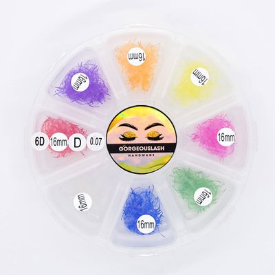 6D Color Lashes, 1000 Premade Volume Fans, Eyelash Extension. Handmade! (D Curl, Mixed Color 16mm)