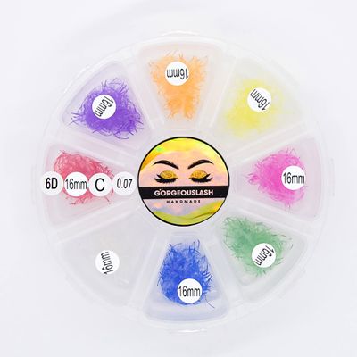 6D Color Lashes, 1000 Premade Volume Fans, Eyelash Extension. Handmade! (C Curl, Mixed Color 16mm)