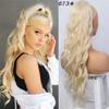Youllyuu Synthetic Blonde Long Body Wave Drawstring Ponytailtail Clip In Hair Extensions For Women Black Brown Ash-Gold 24IN view 2