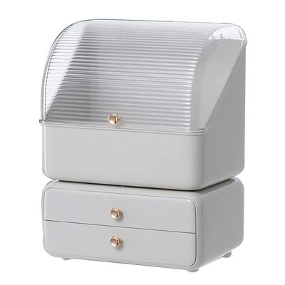 Cosmetic Display Cases,Countertop Makeup Organizer Stands Holder Box Cosmetic Storage Rack Cabinet with Drawers Lipstick Rack,for Bathroom Bedroom Dresser Vanity,White