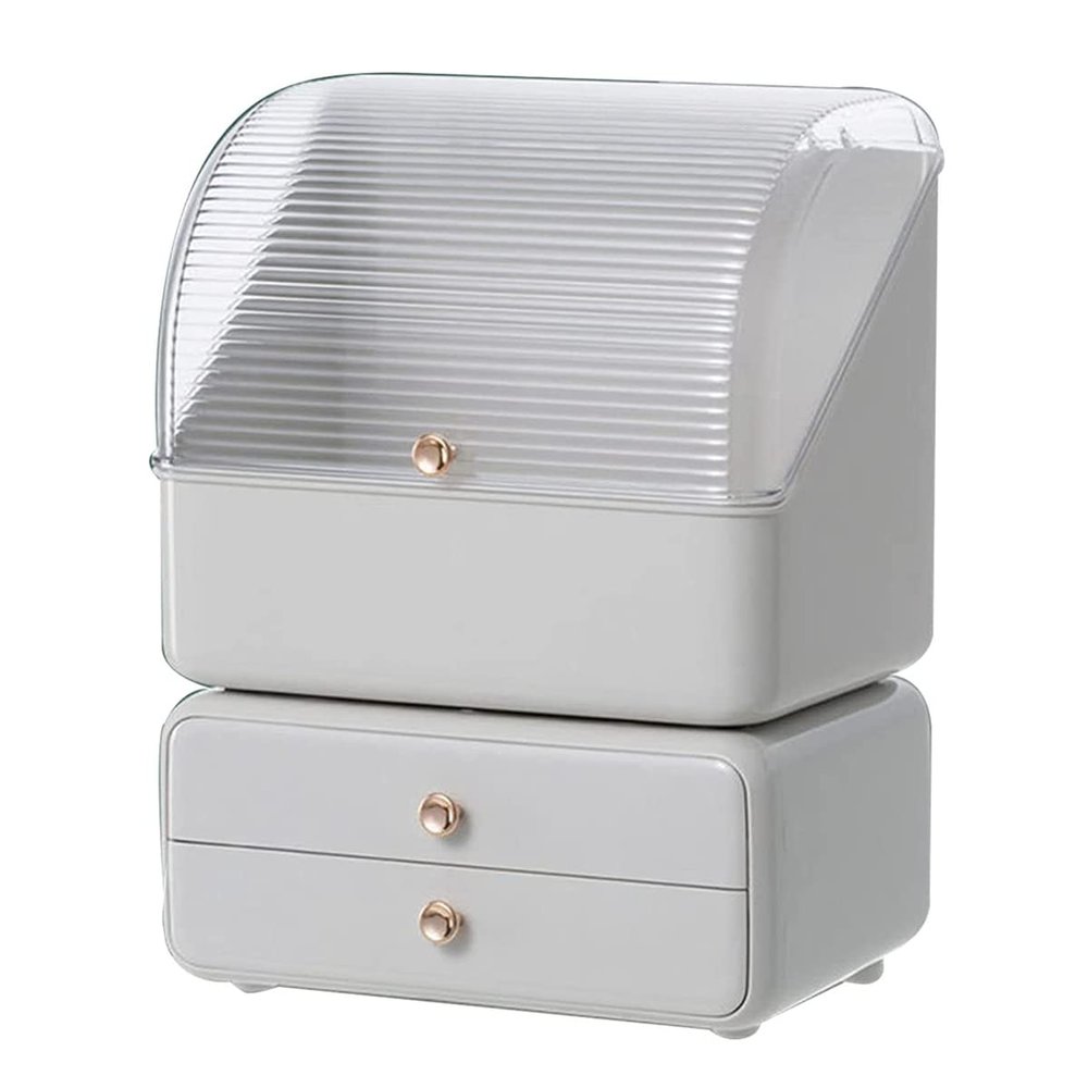 Cosmetic Display Cases,Countertop Makeup Organizer Stands Holder Box Cosmetic Storage Rack Cabinet with Drawers Lipstick Rack,for Bathroom Bedroom Dresser Vanity,White