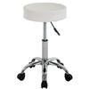 MGHH Round Rolling Stool with Swivel Garage Stool Esthetician Chair Tattoo Stool Shop Stools with Wheels PU Cushion Leather Stool for Office, White view 1