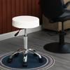MGHH Round Rolling Stool with Swivel Garage Stool Esthetician Chair Tattoo Stool Shop Stools with Wheels PU Cushion Leather Stool for Office, White view 2