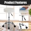MGHH Round Rolling Stool with Swivel Garage Stool Esthetician Chair Tattoo Stool Shop Stools with Wheels PU Cushion Leather Stool for Office, White view 4
