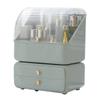 Cosmetic Display Cases,Countertop Makeup Organizer Stands Holder Box Cosmetic Storage Rack Cabinet with Drawers Lipstick Rack,for Bathroom Bedroom Dresser Vanity,Green view 1