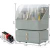 Cosmetic Display Cases,Countertop Makeup Organizer Stands Holder Box Cosmetic Storage Rack Cabinet with Drawers Lipstick Rack,for Bathroom Bedroom Dresser Vanity,Green view 2