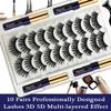 7C SevenCrown 3D Magnetic Eyelashes and Eyeliner Kit - 10 Pairs Reusable Magnetic Lashes Natural Look, Upgraded Long-Lasting 4 Tube Waterproof Liner with Application - Cruelty Free,Easy view 2
