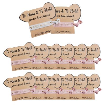 Bachelorette Party Favors, 14 Pack Hair Ties Party Supplies for Bride and Bridesmaids Hair Accessories for Bridal Shower, and Wedding Decorations, White Rose Gold Hair Bands for Pink (P 14Pack Pink White 1Hair Ties)