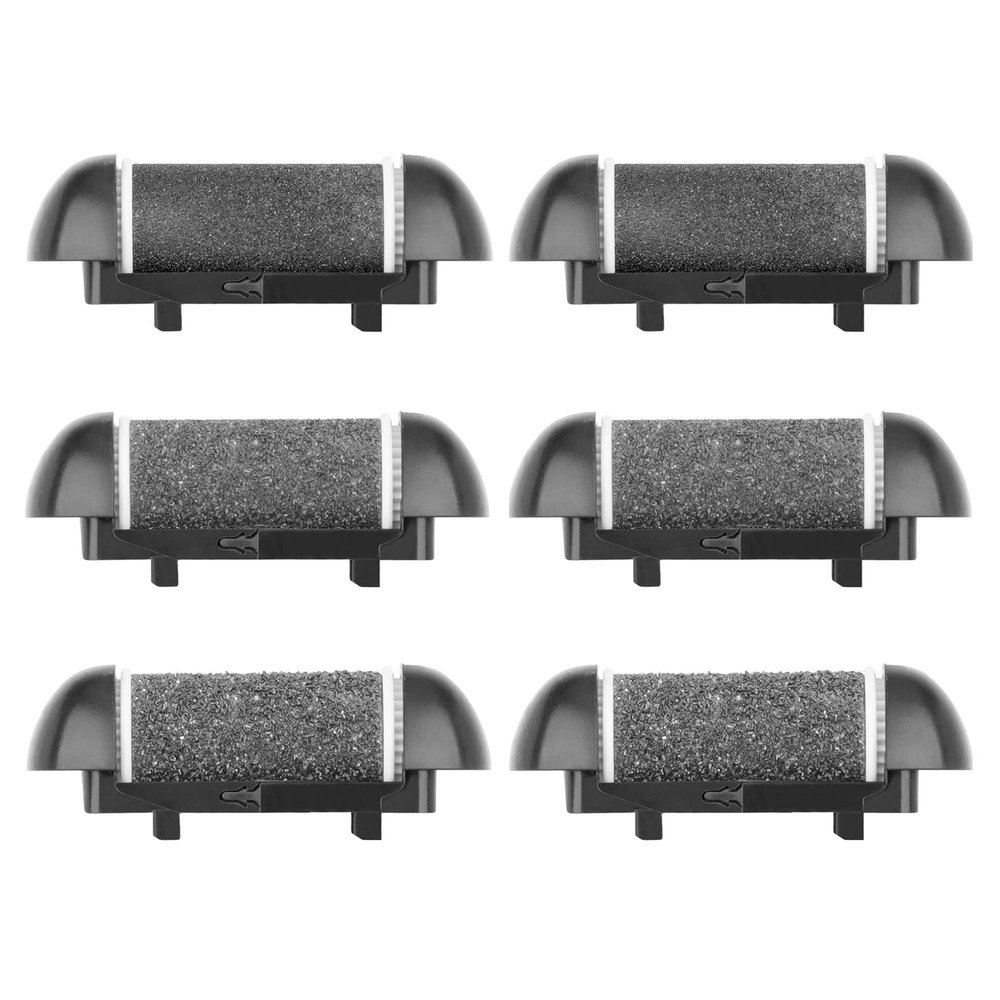 6 Pack Different Coarse Replacement Roller Heads for Electric Callus Remover for Feet Pedicure Kit Foot File Pedicure Tools Refill Rollers for Hard Dead Skin and Cracked Heels